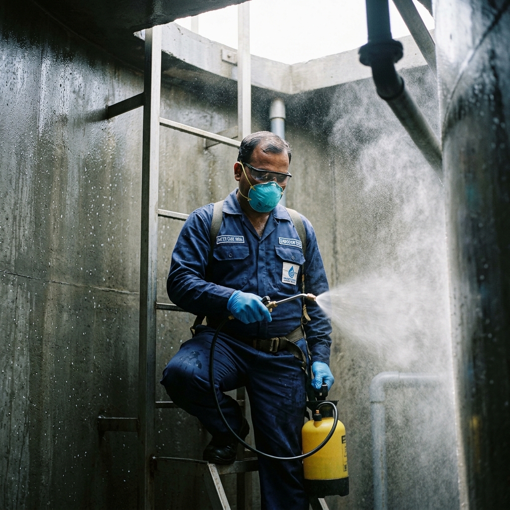 Water tank disinfection and sanitization